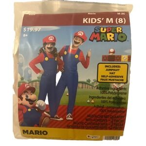 Super Mario Brothers Costume Dress Up Size Medium 8 Pretend Play New In Package